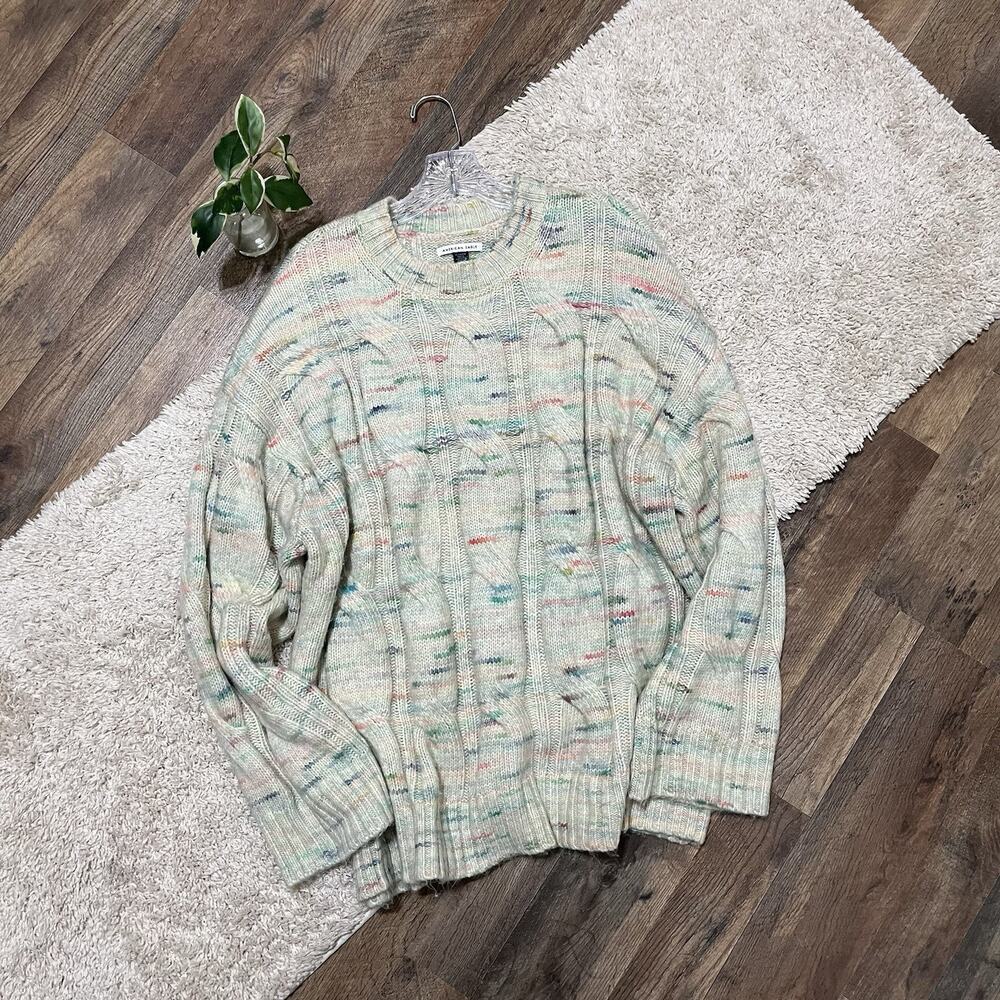 American Eagle Size XL Oversized Speckled Cable Knit Crewneck Pullover Sweater
